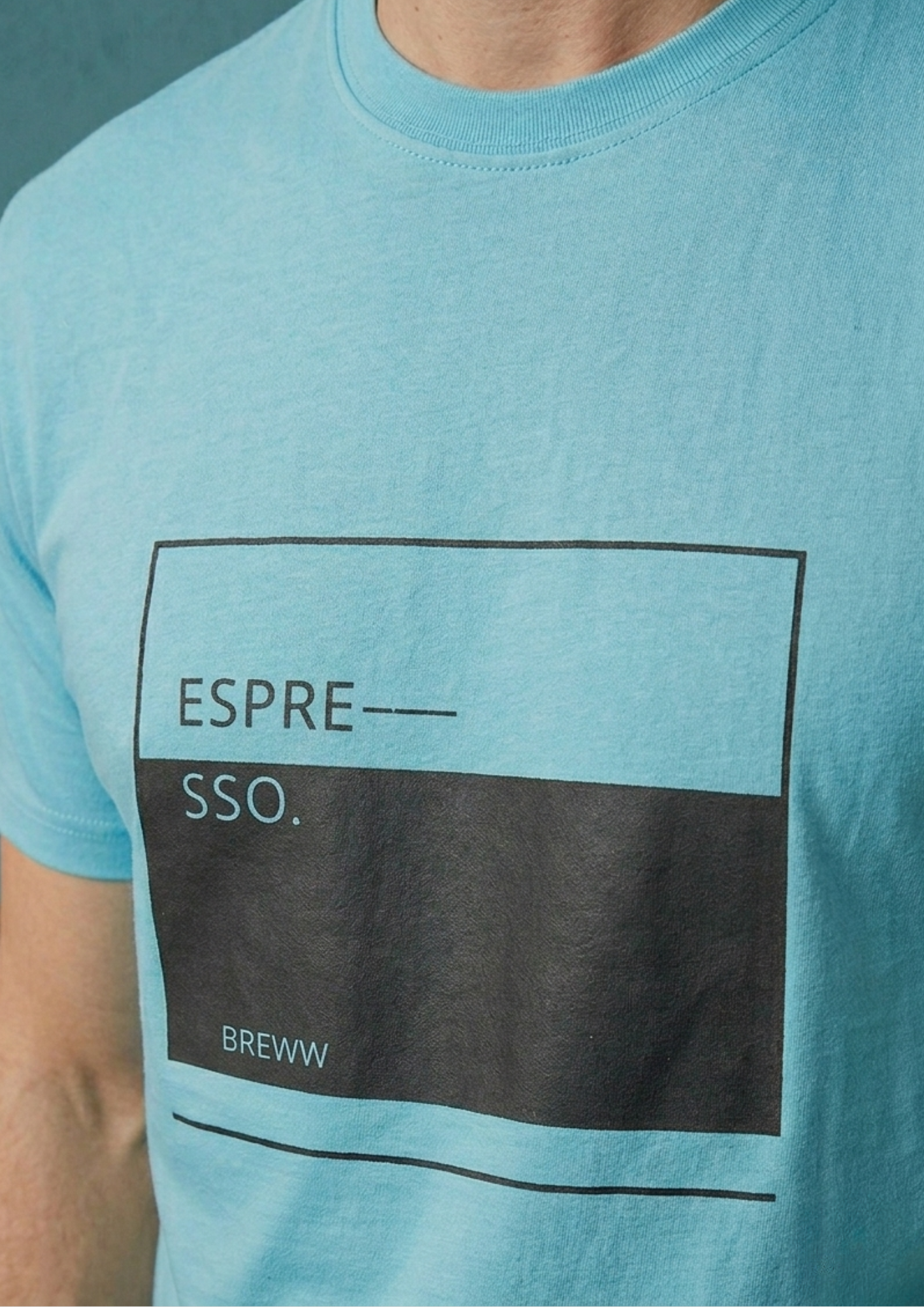 IZMANE Espresso Print Regular Fit T-Shirt – Casual Blue Tee