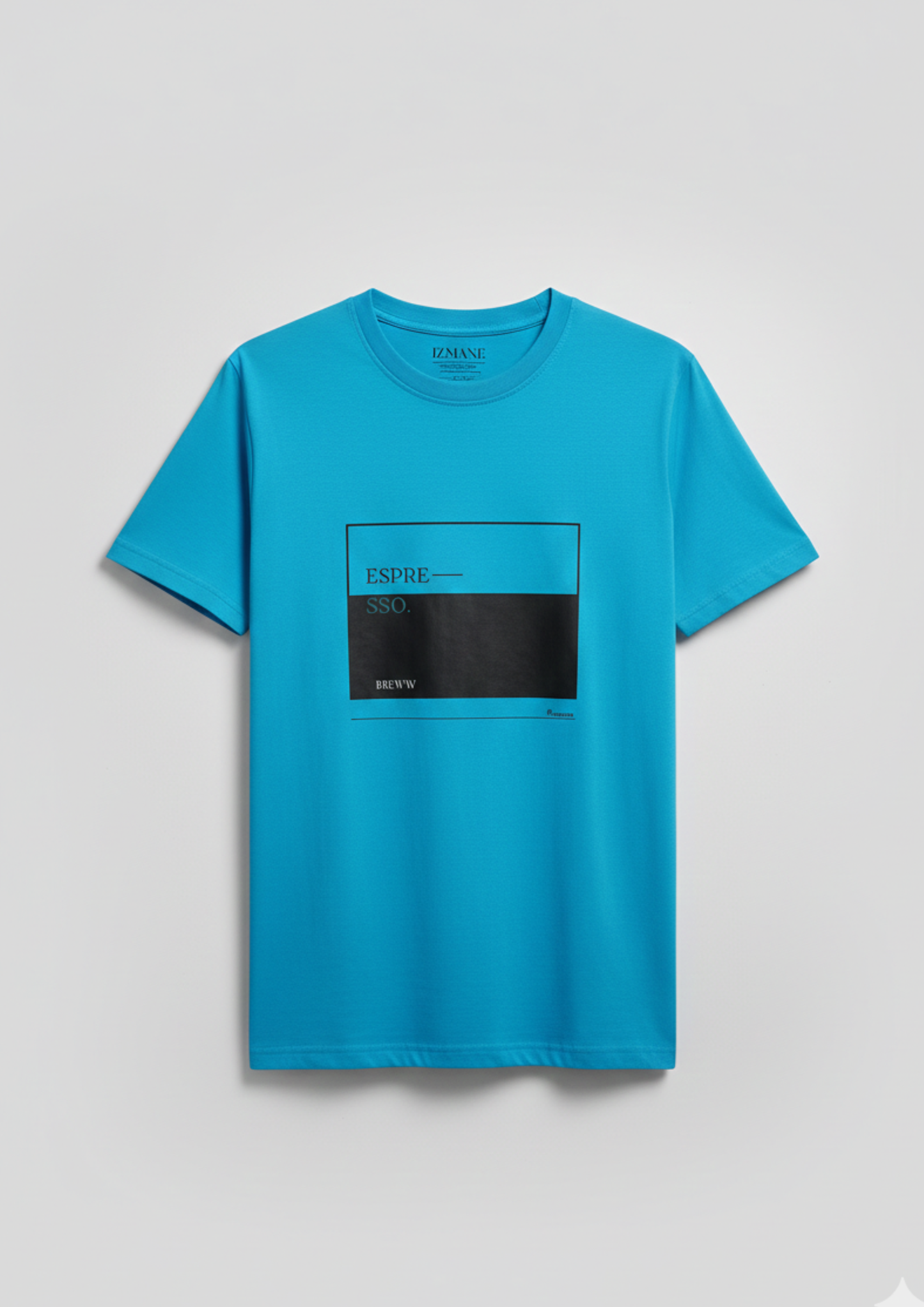 IZMANE Espresso Print Regular Fit T-Shirt – Casual Blue Tee